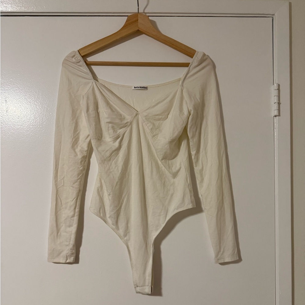 Reformation Cream Long Sleeve Bodysuit